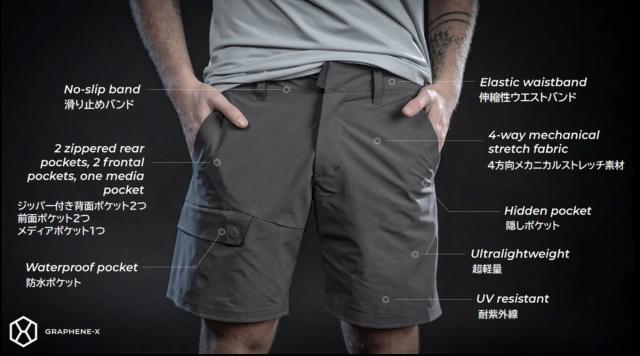 GRAPHENE-X グラフェンX All Rounder Shorts  メンズ パンツ ハーフパンツ ショートパンツ ショーツ ズボン 半ズボン 日常 アウトドア スポーツ 旅行 水中 黒 ブラック グレー 大きいサイズ 軽量 撥水 速乾 頑丈 水着_8