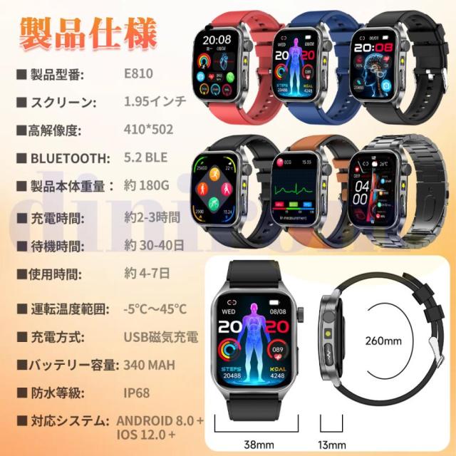即日発送 スマートウォッチ 血糖値 血圧測定 血中酸素 尿酸 血中脂質 心拍数 心電図ECG+HRV 睡眠/ストレス監視 体温検知 呼吸訓練 懐中電灯 多運動モード 文字盤自由設定 通話機能付き 着信＆メッセージ通知 iphone Android対応 日本語説明書付き プレゼント_18