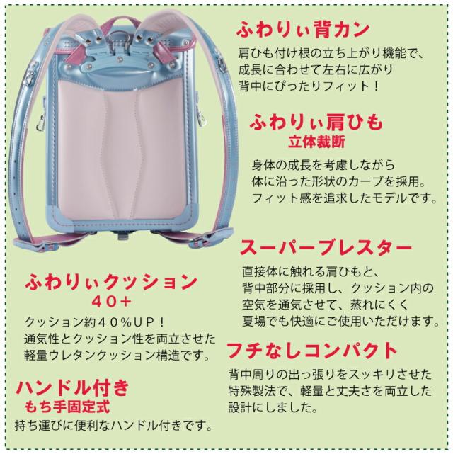 ランドセル ふわりぃランドセル 21年度 ふわりぃスーパーフラッシュ 女の子 パールスカイ パールピーチ 6年間修理保証 ツートン 水色 の通販はau Pay マーケット 激安家具 Ka Gu