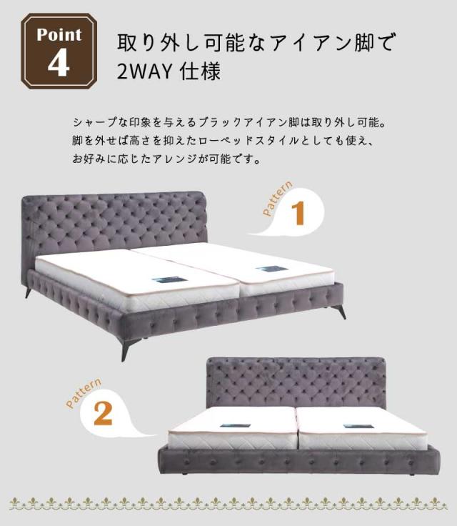 クイーンベッドフレーム フレーム単品 チェスターフィールド ウッド