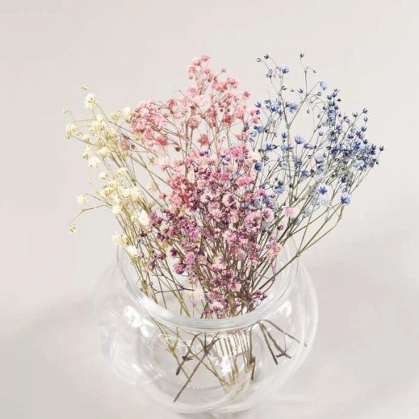 レジンヘアゴム 大ぶりピンクかすみ草バラパール