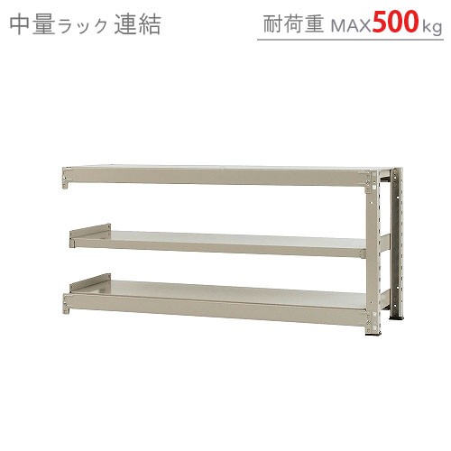 中量ラック500kg 連結 幅150×奥行90×高さ70cm 3段 ニューアイボリー