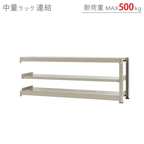 送料無料】 中量ラック500kg 連結 幅180×奥行90×高さ70cm 3段 ニュー