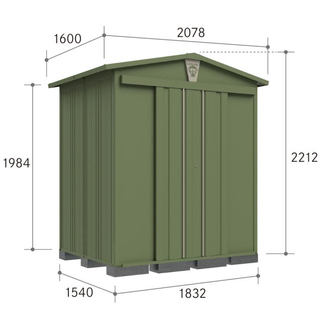 タクボ物置 ガーデニング　三角屋根　おしゃれ　リジュー ＬＳ−１８１５ＧＮ 屋外 収納 物置 送料無料の通販は