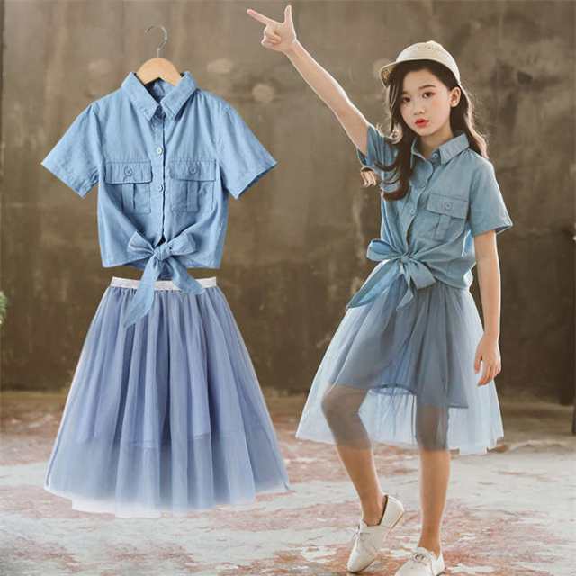 子供服 女の子 セットアップ 韓国風 スカート Tシャツ 可愛い 半袖