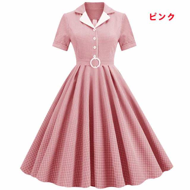 レディースワンピース レトロ ワンピース ドレス 夏 レトロ