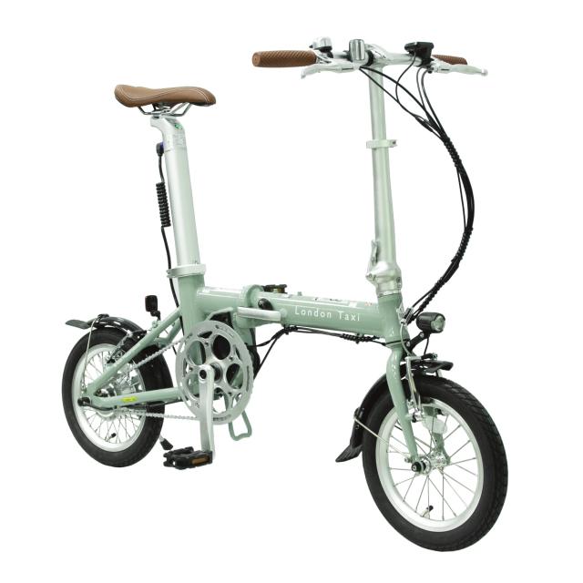 電動折りたたみ自転車 電動アシスト自転車 14インチ ミニベロ アルミ 軽量 シートポスト兼用バッテリー ユニオンジャック ジェイドグリーン_8