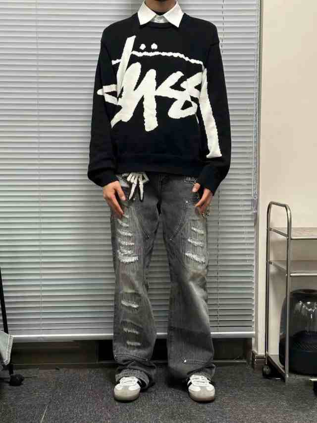 人気❣️Stussy モノグラムジャカードニットクルーネックセーター M