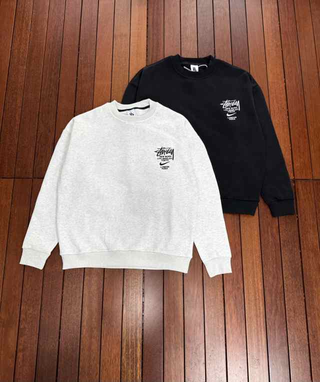 Stussy ステューシー x Nike ナイキ 共同ブランド SS23 刺繍レターロゴ カップル ルーズパデッド クルーネック スウェットシャツ  [並行輸｜au PAY マーケット