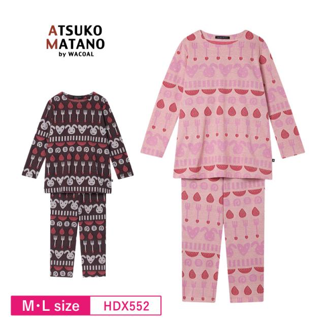 15％OFF ワコール wacoal レディース マタノアツコ ATSUKO MATANO アツコマタノ 俣野温子 パジャマ ルームウェア 10分袖 10分丈 長袖 かぶりタイプ M・Lサイズ HDX552 3wY
