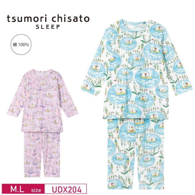 15％OFF ワコール Wacoal ツモリチサト tsumori chisato SLEEP パジャマ ルームウェア 8分袖 8分丈 かぶりタイプ 綿100% M・Lサイズ UDX204 3wY