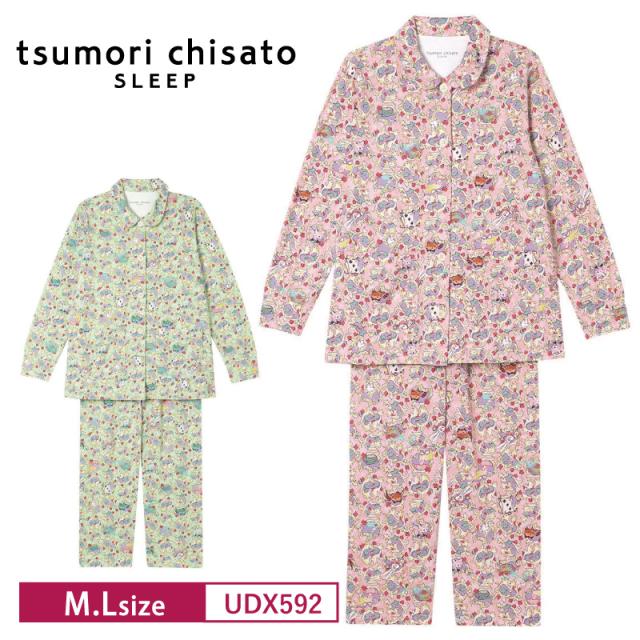 15％OFF ワコール Wacoal ツモリチサト tsumori chisato SLEEP パジャマ ルームウェア 10分袖 9分丈 全開タイプ 綿100% M・Lサイズ UDX592
