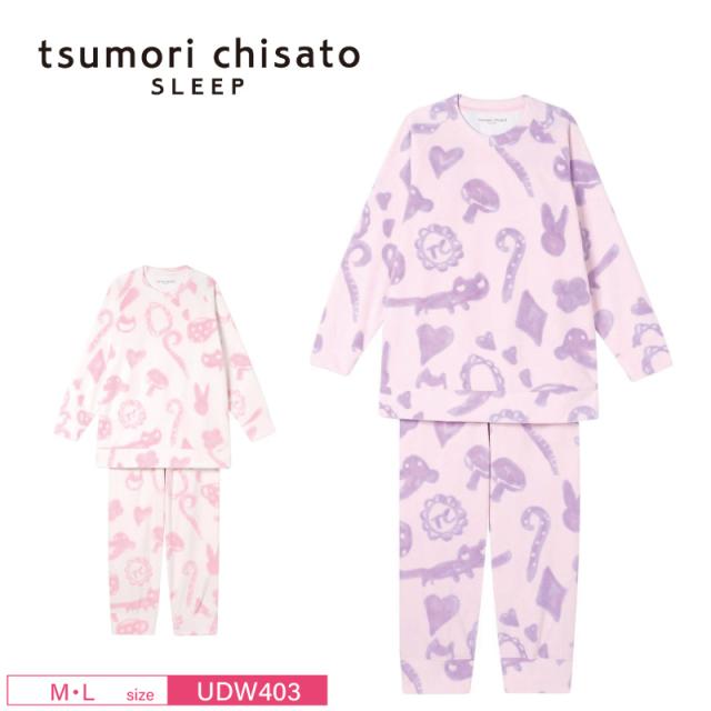 15％OFF ワコール Wacoal ツモリチサト tsumori chisato SLEEP パジャマ ルームウェア 10分袖 10分丈 かぶりタイプ あったか M・Lサイズ UDW403 3wY