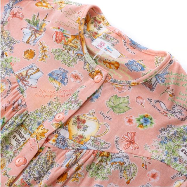 【数量限定!TUNIC商品税込5,以上でミニタオルプレゼント】 TUNIC チュニック 切り替えパジャマ 80接結 ハーブガーデン フェミニン 綿100％ 鴨居羊子 かもいようこ フリーサイズ 26240P_7