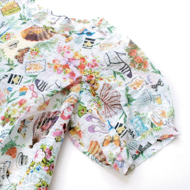 TUNIC チュニック 5分袖ブラウス 80ローンパフサッカー タウン