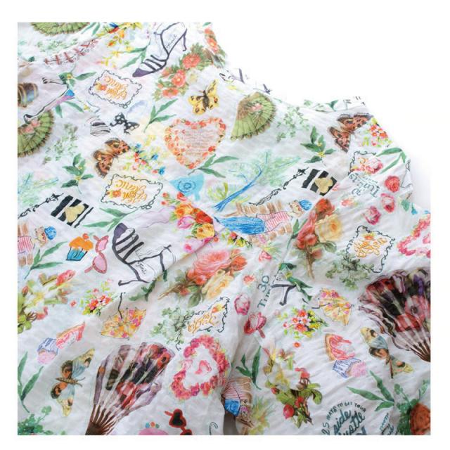 TUNIC チュニック 5分袖ブラウス 80ローンパフサッカー タウン