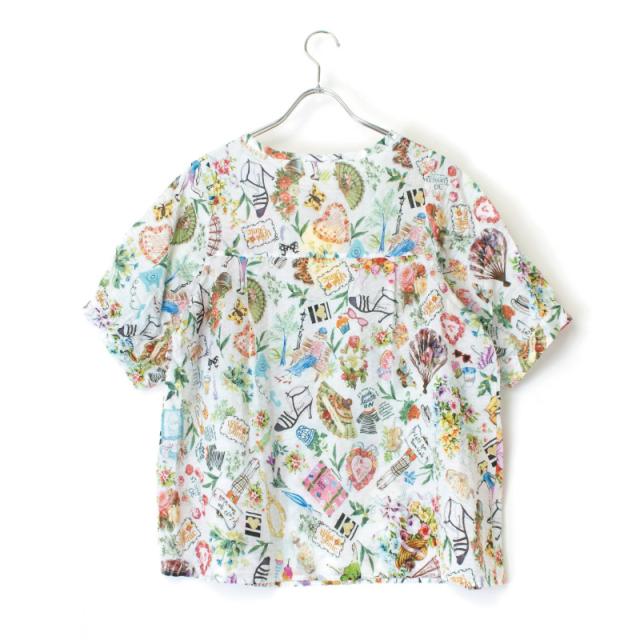 お値下げ　【TUNIC鴨居羊子】綿ローンサッカーの5部袖ワンピース　フリーサイズ チュニック 20％OFF SALE TUNIC チュニック 鴨居羊子 7分袖