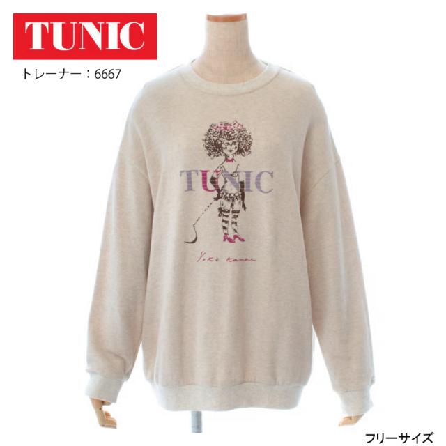 TUNIC チュニック トレーナー 鴨居キャラクター アフロ 綿100％ 鴨居羊子 かもいようこ フリーサイズ 6667