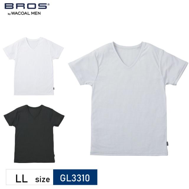 20％OFF ワコール メンズ BROS メンズシャツ 半袖 Vネック ムレからの解放 吸放湿性があり快適なドライインナー (LLサイズ) GL3310
