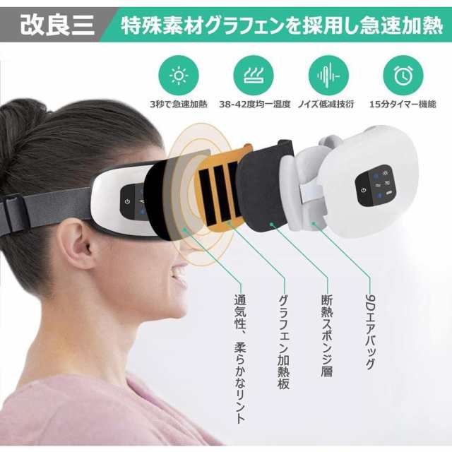 ホットアイマスク フェイススチーマー 目元マッサージャー 温め機能 USB 充電式 Bluetooth 音楽 気圧機能 アイマッサージャー折りたたみ目元美顔器 2024新品 ホットアイマスク フェイススチーマー 目元マッサージャー 温め機能