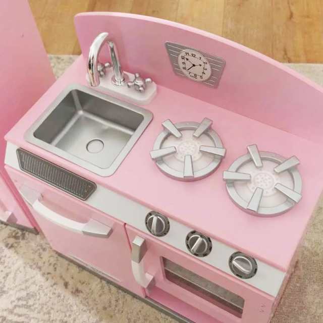 kidkraft retro kitchen and refrigerator in pink