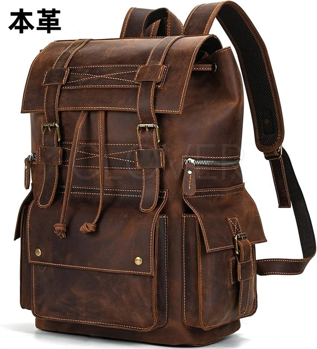 リュックサック 本革 メンズ レトロ バックパック レザー リュック A4 B4ファイル 17インチPC対応 通学バッグ 通勤鞄 大容量 ビジネスリュック 肩掛け鞄 厚手牛革 男性用 人気鞄