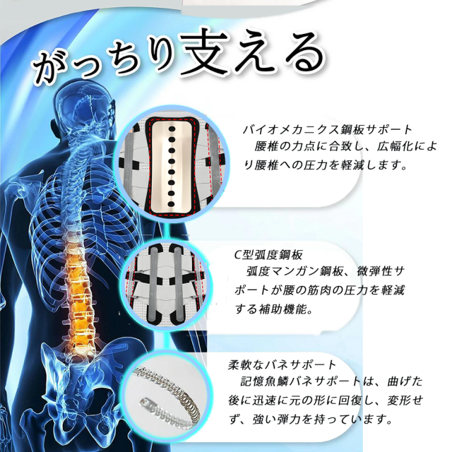 【半額クーポン配布中】腰 サポーター ベルト【人体工学設計】腰 コルセット ハード固定サポート 超柔軟 3Dニットメッシュ構造 蒸れない 男女兼用 送料無料_1