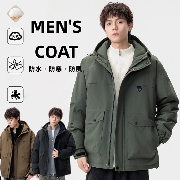 綿ジャケット ダウンコットン メンズ 男性用 冬 アウター 中綿 ポリエステル 立ち襟 防寒 保温 暖かい あったか 厚手 無地 普段使い デイリー 紳士服 ビジネス カジュアル スタイル