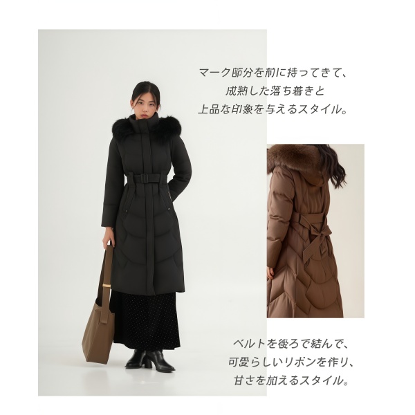 【 55%OFFクーポンを配布中！】 F-Daylight ロングダウンコート ダウンコート ダウンジャケット ロングダウン アウター 上着 ロングコート ファー レディース 70代 60代 50代 40代 ミセス 秋 冬 大きいサイズ 防寒 ロング丈 暖かい 黒 通勤 きれいめ 体型カバー 細見え_16
