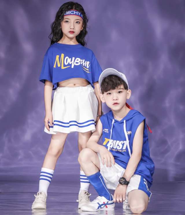 クラシック スカート キッズダンス衣装 チアダンス K-POP 韓国 ガールズ ヒップホップ ダンス衣装 キッズ 子供ダンス服 ダンスウェア 6色 白  青 紫 ピンク 黄色 緑