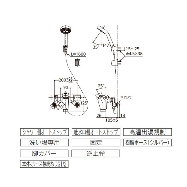 風呂場用 水栓 シャワー用 TOTO TMF49BY1 自閉式 壁付サーモスタット 組みあわせる水栓 コンフォートウエーブシャワー 白いこと