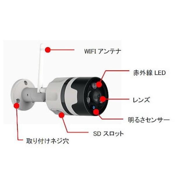 防犯カメラ スマートセキュリティカメラ BSS-002 スマホ操作 防犯 フルハイビジョン 有線/無線LAN