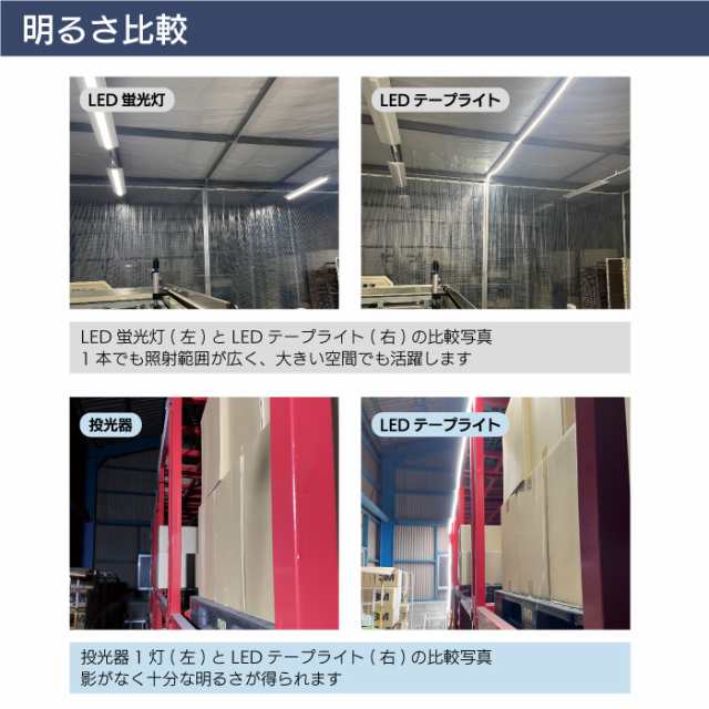 LED テープライト S 両面発光 10m SW23-03 1300lm 工事用仮設照明 LEDライト 防水 防塵 屋外 作業