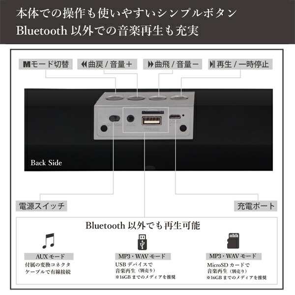 Bluetooth ワイヤレススピーカー 有線接続も可能 ステレオスピーカー