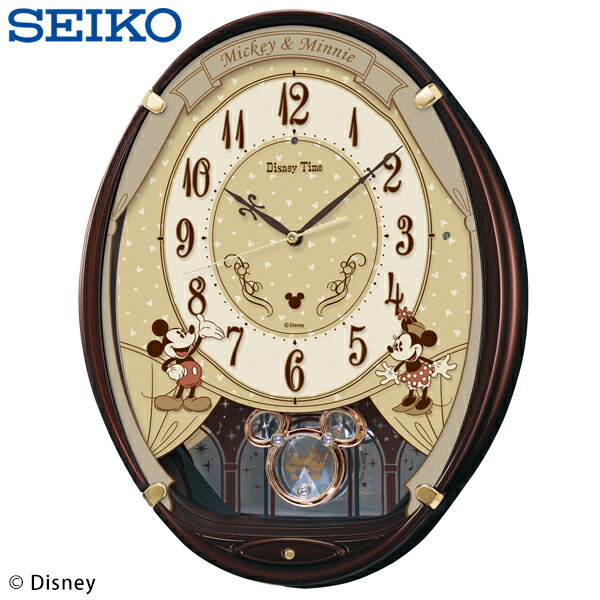 送料無料 ! SEIKO×ディズニー 電波時計 振り子時計 ミッキー＆フレンズ 壁掛け時計 FW579B【 セイコー Disney キャラクター時計 クロック 動く 鳴る 音楽 連続秒針 静音 プレゼント 敬老の日 かわいい 新生活 】 送料込 100S◇ 掛時計FW579B
