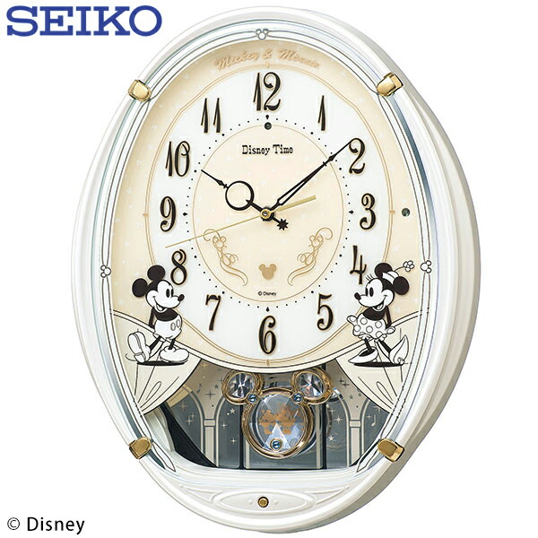 送料無料 ! 電波掛け時計 SEIKO×ディズニー 電波時計 振り子時計 ミッキー＆フレンズ 壁掛け時計 FW579W【 セイコー Disney キャラクター時計 クロック 動く 鳴る 音楽 連続秒針 静音 プレゼント 敬老の日 かわいい 新生活 】 送料込 100S◇ 掛時計FW579W