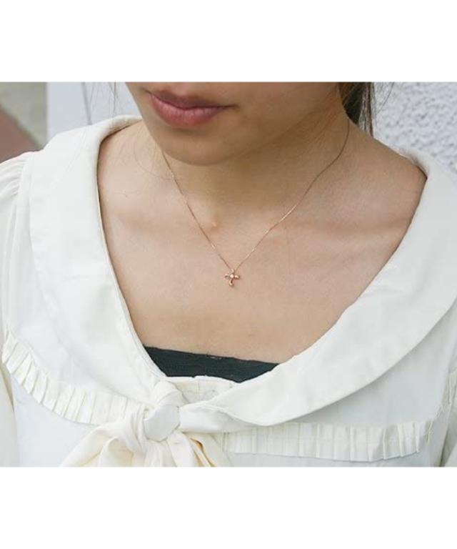 ペンダント　ネックレス　ダイヤモンド　0.03ct　10金　ピンクゴールド　K10　PG　クロス　十字架　レディース　アクセサリー　ジュエリー　ギフト　131488_2