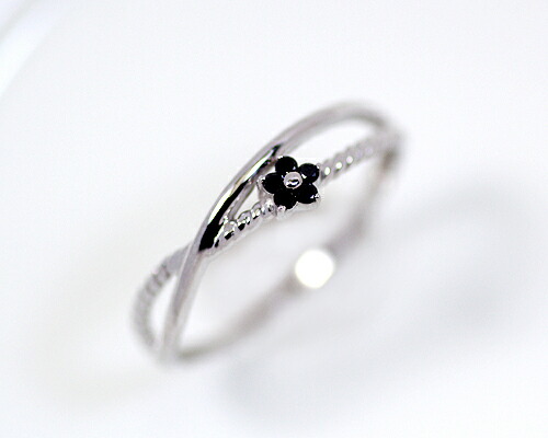 リング　ブラック　ダイヤモンド　0.05ct　18金　ホワイトゴールド　K18　WG　フラワー　花　レディース　アクセサリー　ジュエリー　ギフト　　ダイヤ　269842