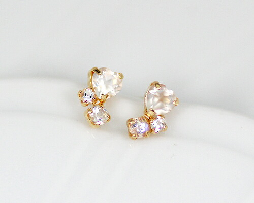 ピアス ブルー ムーンストーン ホワイト トパーズ 18金 K18 スリー