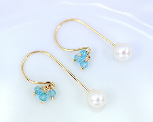 ピアス　淡水　パール　ブルートパーズ　　18金　K18　フック　レディース　アクセサリー　ジュエリー　ギフト　m6561k-s1の通販は