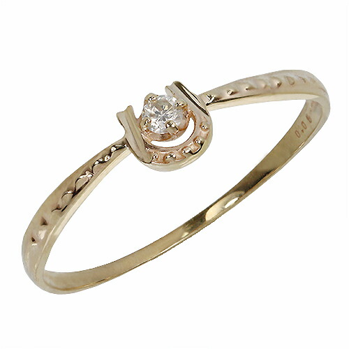 リング ダイヤモンド 0.05ct 10金 ホワイトゴールド ピンク