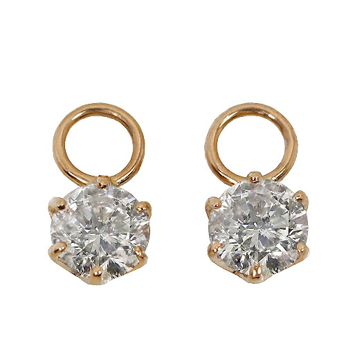 ピアス　チャーム　ブラウンダイヤモンド　0.3ct　18金　ゴールド　K18　YG　一粒　1粒　ソリティア　6本爪　6爪　レディース　アクセサリー　ジュエリー　ギフト　396091　ダイヤ