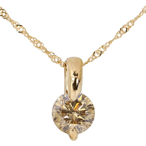 ペンダント ネックレス ブラウン ダイヤモンド 0.3ct 18金 ホワイト 
