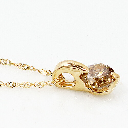 ペンダント ネックレス ブラウン ダイヤモンド 0.3ct 18金 ホワイト 