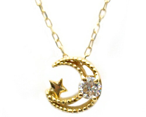 ペンダント ネックレス ダイヤモンド 0.03ct 18金 イエローゴールド ホワイトゴールド ピンクゴールド K18 YG WG PG スター 星 ムーン 月 レディース アクセサリー ジュエリー ギフト 66647k ダイヤの通販は