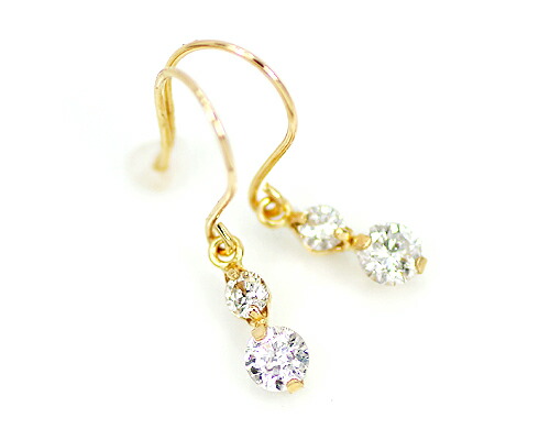 ピアス　ダイヤモンド　0.3ct　18金　ホワイトゴールド　ピンクゴールド　K18　WG　PG　アメリカン　フック　一粒　1粒　レディース　アクセサリー　ジュエリー　ギフト　ダイヤ　385635