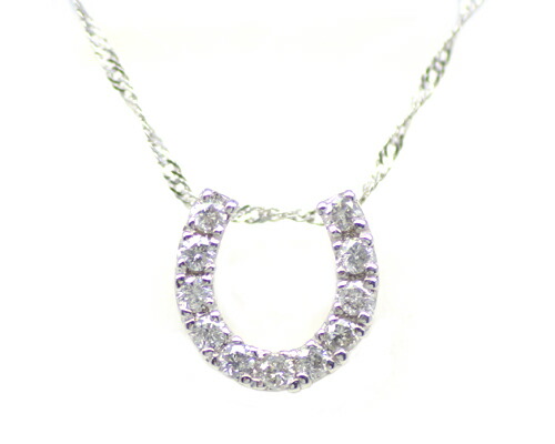 ペンダント　ネックレス　ダイヤモンド　0.1ct　18金　ホワイトゴールド　ピンクゴールド　K18　WG　PG　馬蹄　ホースシュー　レディース　アクセサリー　ジュエリー　ギフト　348245-i　ダイヤ