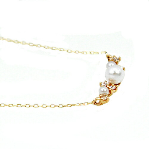 ペンダント　ネックレス　ダイヤモンド　あこや　本真珠　パール　0.04ct　4mm　2.5mm　10金　ホワイトゴールド　ピンクゴールド　K10　WG　PG　ライン　レディース　アクセサリー　ジュエリー　ギフト　52353　ダイヤ_1