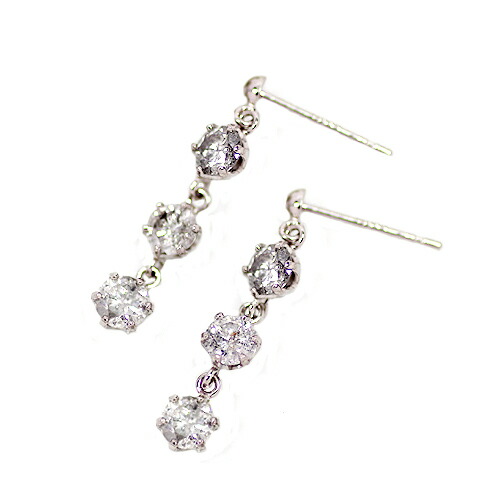 ピアス　イヤリング　ダイヤモンド　1ct　プラチナ　Pt　スリーストーン　3ストーン　3石　レディース　アクセサリー　ジュエリー　ギフト　oe5092　ダイヤの通販は