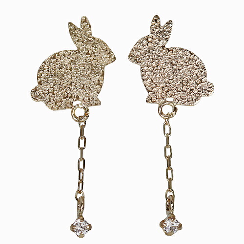 ピアス　キュービック　ジルコニア　　10金　K10　うさぎ　ラビット　レディース　アクセサリー　ジュエリー　ギフト　m8324ty